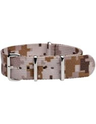 18mm Premium Classic SS Nylon Desert Tan Camo - Easily Interchangeable Replacement Military Watch Strap / Band - Fits All Watches!!!