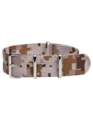 20mm Premium Classic SS Nylon DESERT TAN CAMO - Easily Interchangeable Replacement Military Watch Strap / Band - Fits All Watches!!!