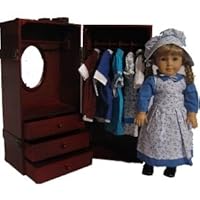 Wooden Doll Trunk Vanity Wardrobe for 18 Inch American Girl Dolls, Gotz