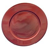 Dark Red Metallic Plastic Chargers (6 count)
