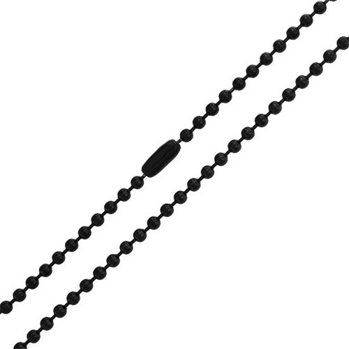 Bling Jewelry Unisex Stainless Steel Black Bead Ball Chain Necklace 3mm