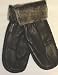 Genuine Black Leather Fur Cuffs Microfiber Lined Ladies Mittens