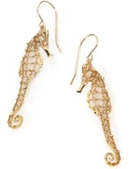 Handmade Gold Seahorse Earrings - Nautical Jewelry