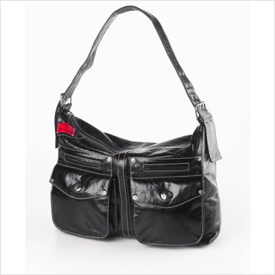 Clava Leather Kiki Messenger Sling Shoulder Bag in Glazed Black 84057BLK Customize Yes
