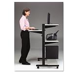 MAYLINE COMPANY Soho Adjustable Mobile Computer Table, 32w x 31d x 50h, Gray Laminate Top