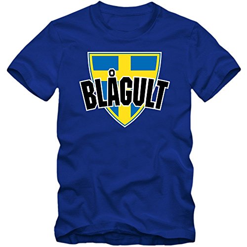 Schweden EM 2016 #4 T-Shirt | Fußball | Herren | Trikot | Blågult | Nationalmannschaft, Farbe:Blau (Royalblue L190);Größe:XXL