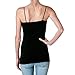 Khanomak Women's Plain Long Spaghetti Strap Tank Top Camis Basic Camisole Cotton (Small, Black)