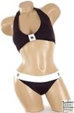 Black 2 pc Bikini Halter Top Bathing Suit Swimsuit L JUNIOR SIZE LARGE