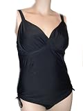 Womens Plus Size One-piece Swimsuit - Cross Over Front Swimwear - Solid Black Size 18-22