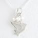 Open Design Dove Pendant or Charm in Sterling Silver with Beads of Pearl on a 16" Bead Chain, #8351
