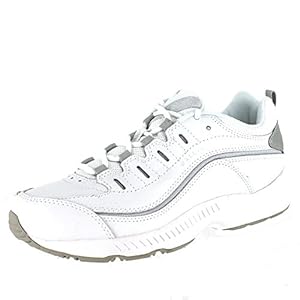 Easy Spirit Women's Romy White/Light Grey Leather Sneaker 7.5 W (D)