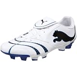 PUMA Men's Powercat 4.10 II FG Soccer Shoe,White/Black/Team Royal,10 D(M) US