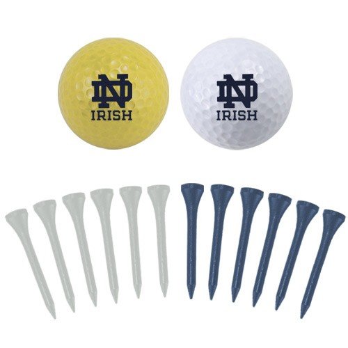 Notre Dame Fighting Irish Two Golf Balls And Twelve Tees Set
