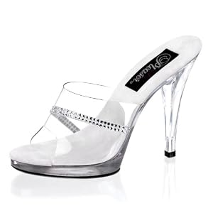 Click here to buy 4 1 2 Inch Cute Bridal Shoe Ladies Sexy High Heel Shoes Slip On Slide Rhinestone Top Strap... by Unknown.