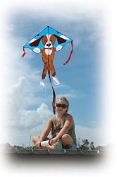 Large Easy Flyer Kite - Sparky Dog (46" X 90") with 300 Ft 30lb Test Kite String and Winder