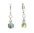 Earrings - E251 - Crystal Cube ~ Black Diamond AB (Lt. Gray Irridescent)