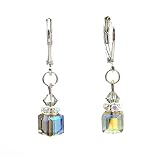 Earrings - E251 - Crystal Cube ~ Black Diamond AB (Lt. Gray Irridescent)