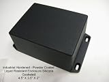 Outdoor Electrical Enclosure - Liquid Resistant Silicon Gasket- Black Industrial Hardened -Powder Coated Aluminum Electronics Hobby Box 4.5