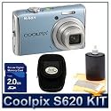Nikon Coolpix S620 Blue Kit with 2GB SD, Case & More