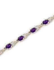 14kt Yellow Gold Oval Amethyst and Diamond Bracelet