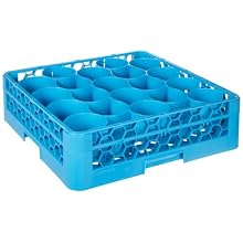 Carlisle RW2014 OptiClean NeWave 20-Compartment Glass Rack w/ Integrated Extender, Polypropylene, 20.88" Length, 20.88" Width, 5.83" Height, Blue (Case of 4)