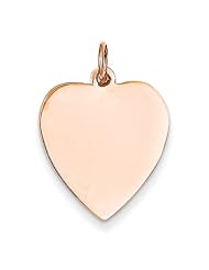 14K Rose Gold Rose Gold Heart Disc Charm Pendant 25mmx18mm