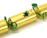 Make Your Own Christmas Crackers - Metallic Gold with Green trim /Pk 6