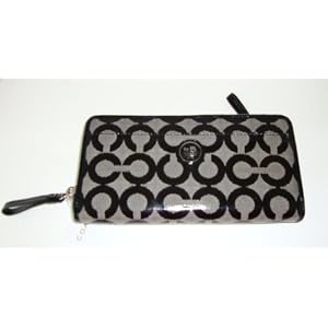 Buy Coach Alex Coated Op ART ZIP Around Black Wallet Organizer by COACH