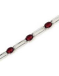 14kt Yellow Gold Oval Garnet and Diamond Bracelet