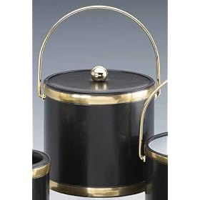 Kraftware 50161 Sophisticates Black with Brushed Brass 3 Quart Ice Bucket with Bale... by Kraftware