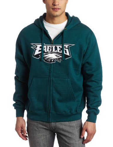 NFL Men's Philadelphia Eagles Classic II Long Sleeve Fullzip Fleece With Hood (Marine Green, X-Large)