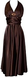 Marilyn Satin Halter Bridesmaid Dress Junior Plus Size Holiday Prom Gown