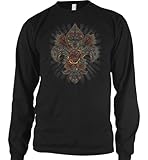 Fleur de lis Mens Tattoo Thermal Shirt, Fleur-de-lis and Roses Old School Tattoo Style Design Mens Long Sleeve Thermal, Small, Black