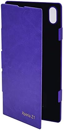 Sony Xperia Z1 L39h Battery Case,4500mah Backup External Battery Charger Case for Sony Xperia Z1 Rechargeable Power Bank Case with Leather Flip Cover+kickstand+4 Led Indicator Light (Purple)