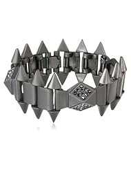 Sam Edelman Spike and Pave Matte Hematite Colored Flex Bracelet, 7"