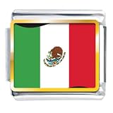 Mexico Flag Italian Charms Bracelet Link