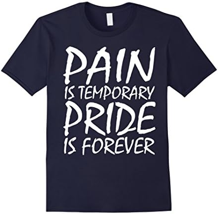 Men's Pain is temporary Motivational Quote T shirt fitness gym Medium Navy