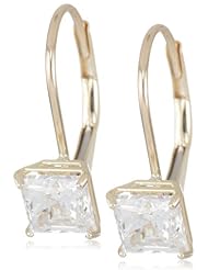 10k Princess-Cut Dangle Earrings Made with Swarovski Zirconia (1 cttw)
