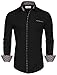 TAM WARE Mens Fashion Casual Inner Plaid Long Sleeve Button Down Shirt TWNMS310A-310B-BLACK-M