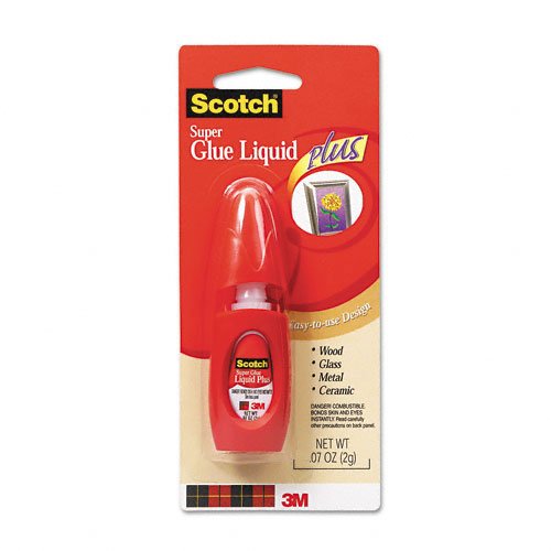 Scotch Products - Scotch - Super Glue Liquid Plus, .07 oz, Super Glue Liquid - Sold As 1 Each - Fast-drying, super strength adhesive. - Easy to-use dispenser prevents glue from drying out or getting on hands. - Kick-stand allows glue to stand upright. - S