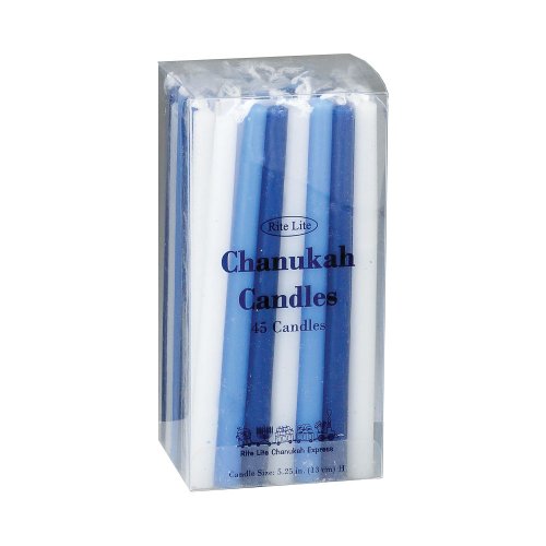 Rite-Lite Judaica Deluxe Blue & White 6-Inch Chanukah Candles, Box of 45