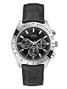 GUESS Black Leather Strap Watch