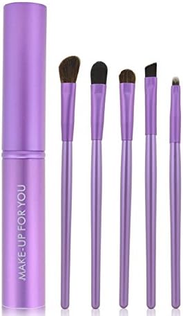 5 Piece Professional Eye Makeup Brush Set with Round Tube, Purple