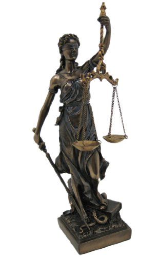 JUSTITIA Themis Goddess of Justice & Law Statue Real Bronze Powder Cast Sculpture