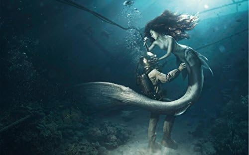 Fashiontopdearls Fashion Cool Mermaid and Diver Creative Graphics Poster HD HOME WALL Decor Custom Art Deco unframed -2153 size (inch):24x38