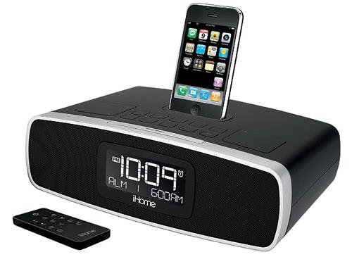 Dual alarm clock radio for iPhone-black
