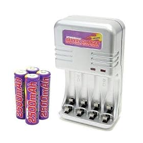 Rapid Aa/aaa Charger Kit with 4 Aa 2500MAH Nimh Batteries