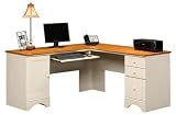 Sauder Harbor View Corner Computer Desk in Antiqued White