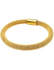 Gold Plated Sterling Silver Italian Dc Bead Band Bracelet Length 8 " Width 7mm Lock Magnetic