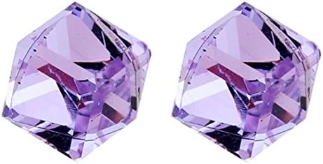 Crystal Cubes Post Earrings Swarovski Element Silver Tone Violet